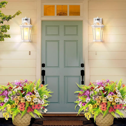 14 Pcs Artificial Flowers Outdoor UV Resistant Fake Flower for Outside Faux Greenery Plant Planter Plastic Flowers - No Maintenance Outdoor Faux Flowers for Porch Garden Home Decor (Mix 4)