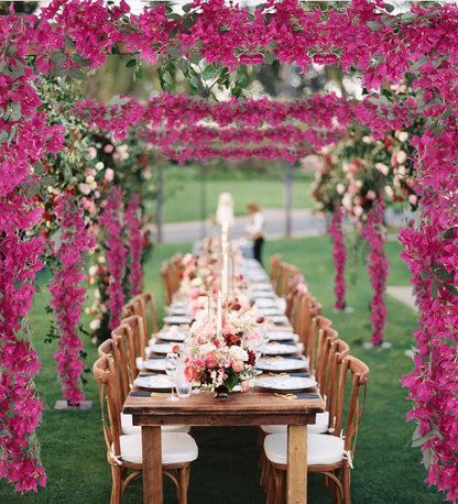 2PCS 5.9 Ft Artificial Bougainvillea Flowers Garland - Fake Silk Vines for Wedding Arch and Wall Decor