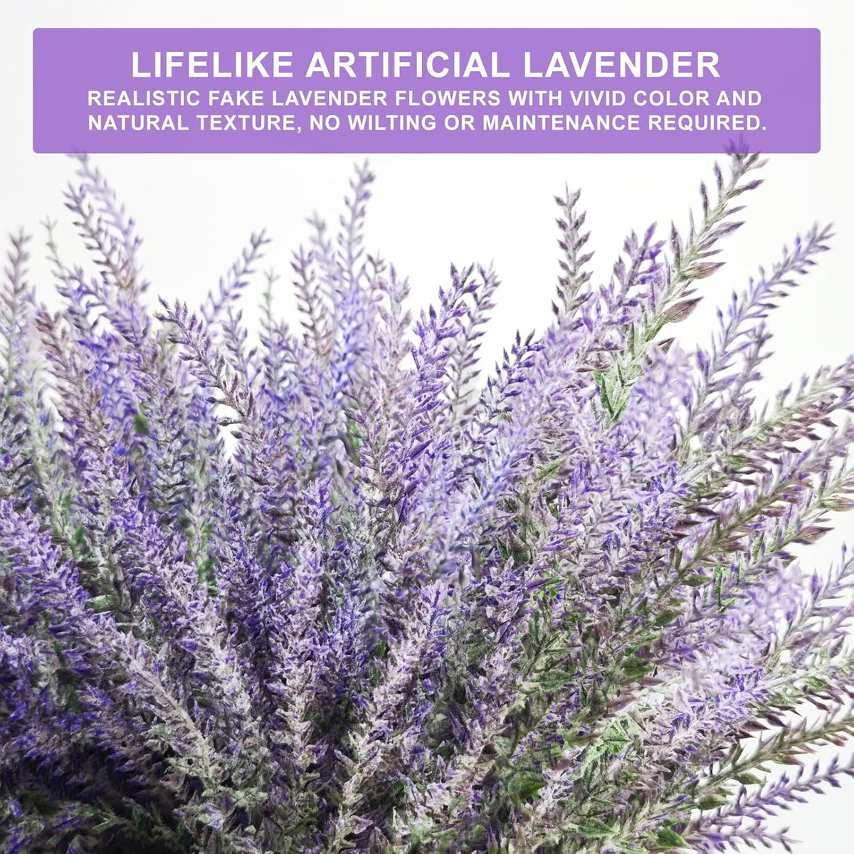 TURNMEON 20 Bundles Artificial Lavender Flowers for Outdoors, UV Resistant No Fade Fake Plants Plastic Faux Plants for Home Window Box Planter Porch Gardens Cemetery Spring Summer Decor(Gray Purple)