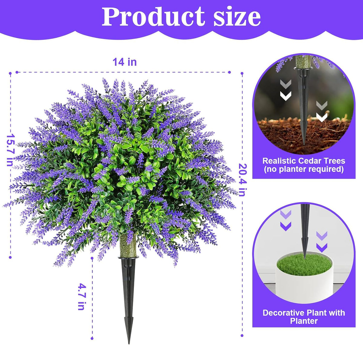 Artisan Artificial Lavender Topiary Ball Home Decor Bundle
