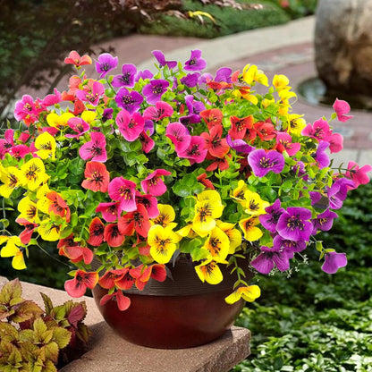 Pansies Artificial Flowers for Outdoors 12 Bundles Fake Silk Pansy Faux Plastic Plants UV Resistant for Home Outside Garden Planter Front Door Porch Yard Patio Decor (Multicolor)