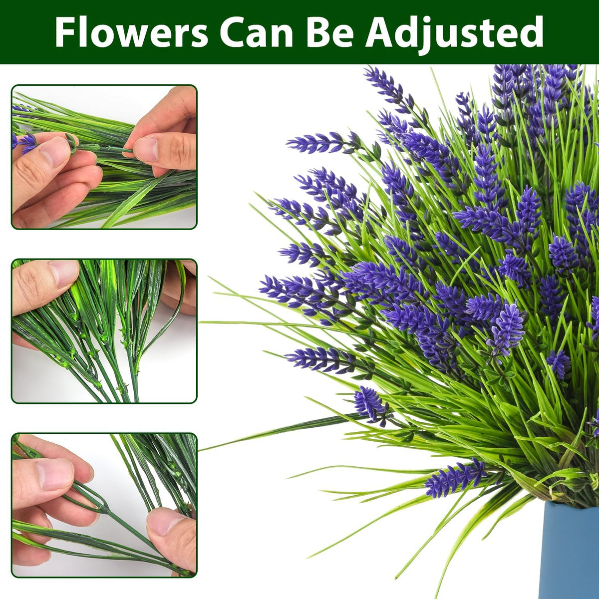 20 Bundles Artificial Plants Outdoor, UV Resistant Fake Flowers， Realistic Faux Lavender Shrubs for Porch Garden Window Box Home Decoration (Purple)