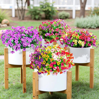 Artificial Flowers for Outdoors, Faux Flowers Daisy with Eucalyptus Leaves for Indoor Garden Home Decoration, UV Resistant Artificial Flower Fake Plants for Porch Patio, 12 Bundles (6 Multicolor)