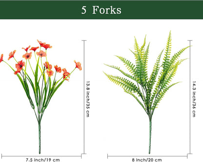 14 Pcs Artificial Flowers Outdoor UV Resistant Fake Flower for Outside Faux Greenery Plant Planter Plastic Flowers - No Maintenance Outdoor Faux Flowers for Porch Garden Home Decor (Mix 4)