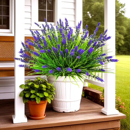 Artificial Plants Outdoor, 20 Pcs Fake Flowers UV Resistant Outdoor Artificial Lavender Flowers, Plastic Faux Plants for Porch Garden Planter Yard Window Box