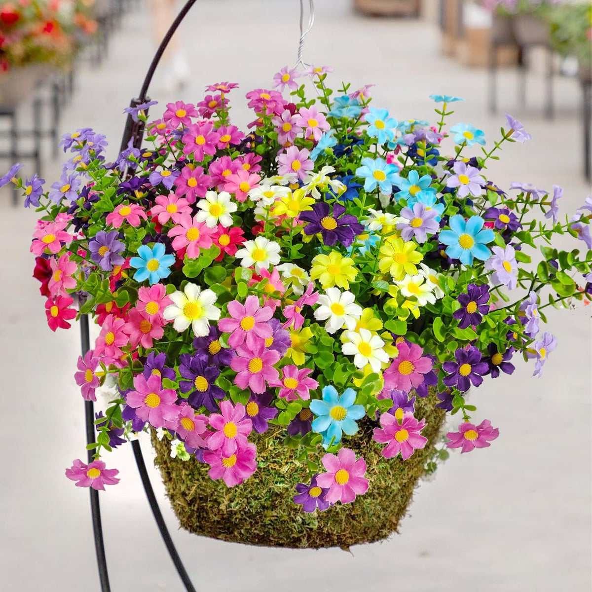 Artificial Flowers for Outdoor Decoration, 6 Bundles UV Resistant Artificial Daisies Silk Wild Flower Fake Flowers for Outside Front Porch Patio Garden Window Box Planters Decor(12 color mixing)