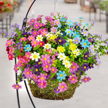 Artificial Flowers for Outdoor Decoration, 6 Bundles UV Resistant Artificial Daisies Silk Wild Flower Fake Flowers for Outside Front Porch Patio Garden Window Box Planters Decor(12 color mixing)