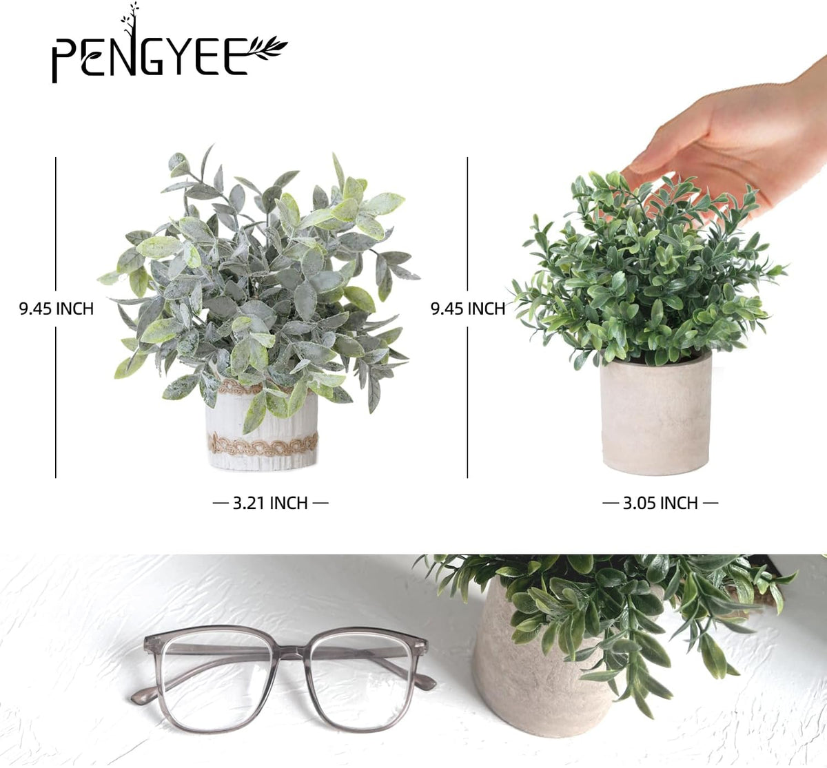 4 Pack Small Fake Plants in Pulp Pots for Home Decor, Rustic Artificial Plants Indoor, Faux Plants Indoor for Bathroom Kitchen Office Desk Shelf Farmhouse Room Decor