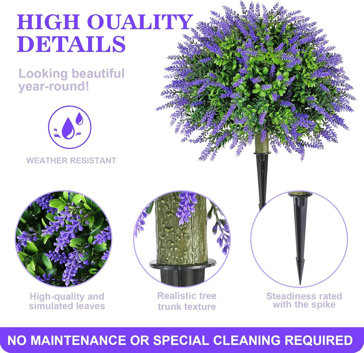 Artisan Artificial Lavender Topiary Ball Home Decor Bundle