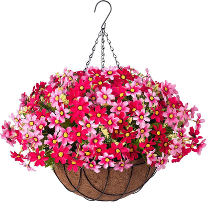 Serene Red Chrysanthemum Silk Hanging Home Decor Display