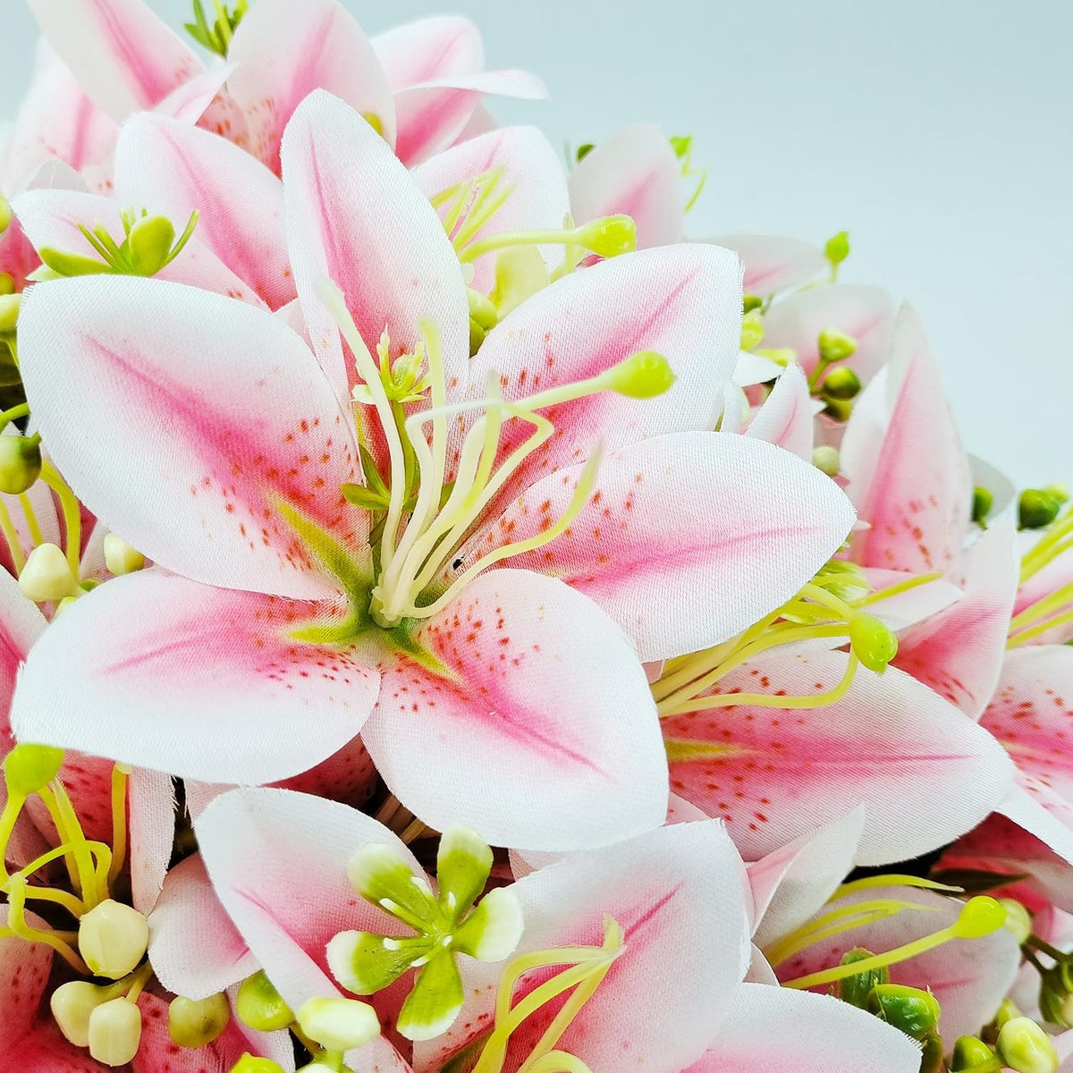 4 Bundles Artificial Tiger Lily Silk Flowers Faux Fake Lilies Plants for Wedding Bouquet Home Party Indoor Table Hotel Office Vases Floral Arrangements Outdoor Garden Decor (Pink)