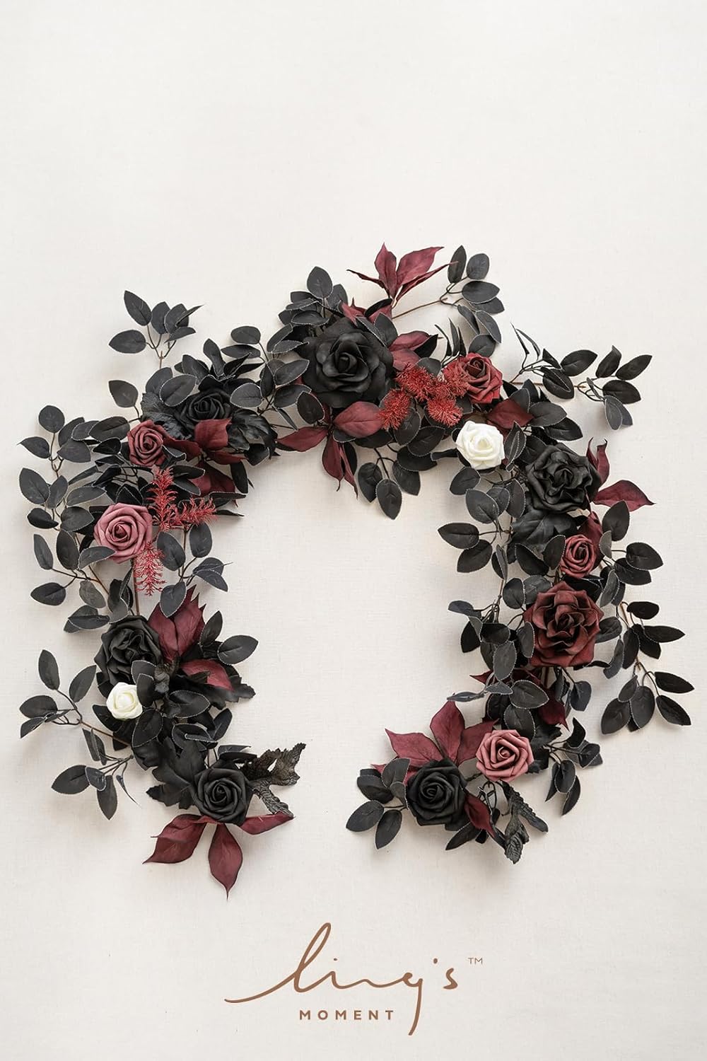 Seasonal Black Burgundy Rose Garland Home Decor Kit