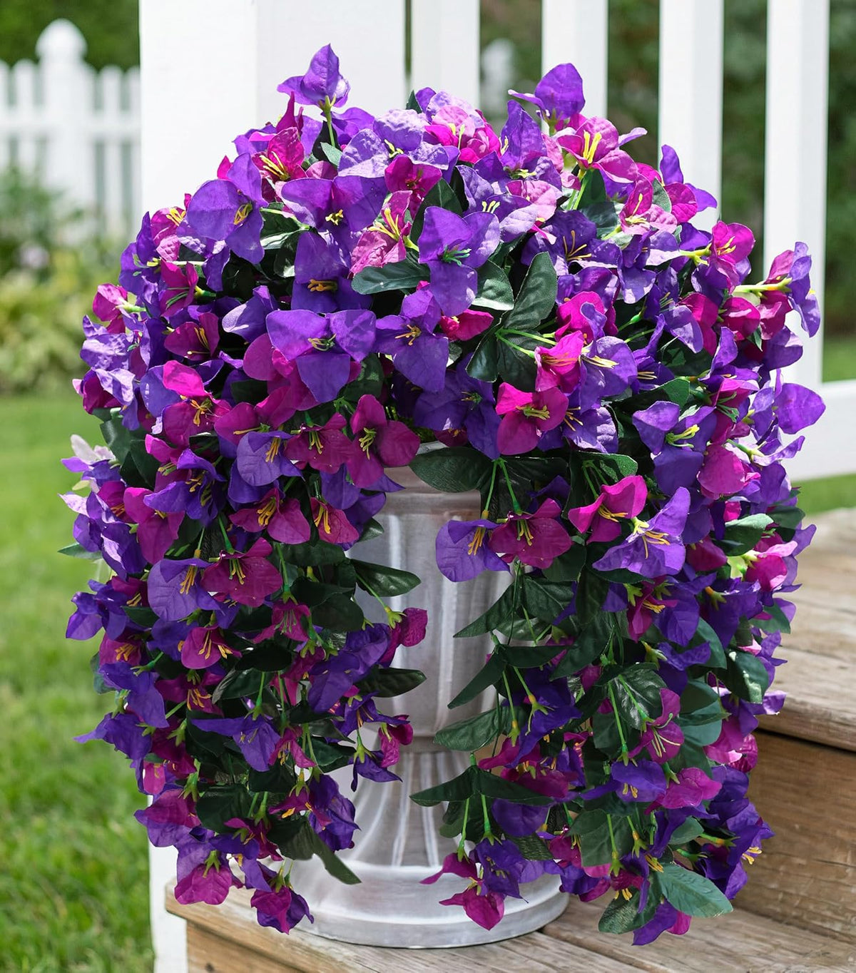HyeFlora Bougainvillea Artificial Hanging Flowers Plants for Outdoors Decoration, 2 Pcs Fake Flowers Silk Bougainvillea Vines Realistic UV Resistant Faux Flowers for Outdoor Planters Porch Patio, Mix