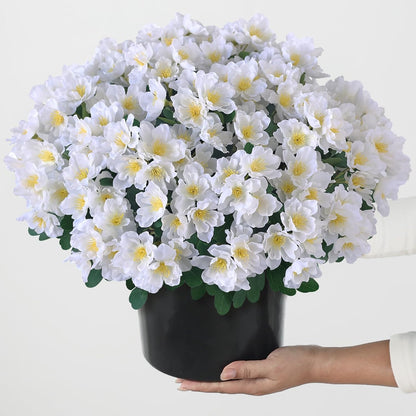 2 Sets of Artificial Camellia Topiary Ball Trees - Fake Flower Potted Plants, UV Resistant Faux Camellia Potted Bushes for Front Door, Farmhouse, Porch, Garden, Outdoor Decoration (White)