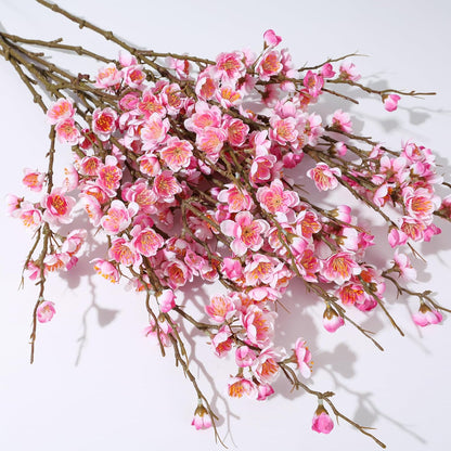 6 PCS Artificial Cherry Blossom Branches Spring Indoor Decoration, Faux Flowers 34.45" Long Stems Plum Fake Peach Plants Real Touch Silk for Wedding Home Bedroom Party Table Office, Pink