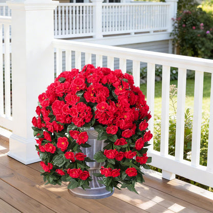 Ivydale Fake Geraniums Artificial Flowers for Outdoors Spring Plants Decor, 2 PCS Red Faux Hanging Flowers Outdoor Realistic Silk Geraniums Vines UV Resistant for Outside Planters Porch Patio Garden