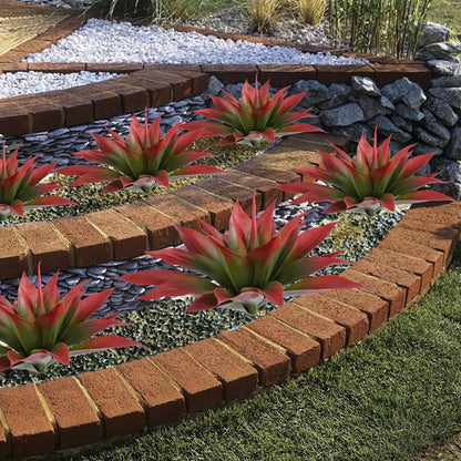 Artificial Agave Plants, Large UV Resistant Fake Agave Planters for Indoor and Outdoor Decorating Tropical Plant Succulents Greenery Indoor Decor (2 Pack, 22" Red)