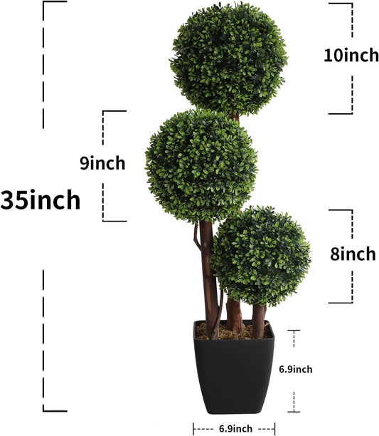 Lush Artificial Triple Ball Boxwood Home Decor Arrangement