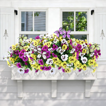 Artificial Flowers for Outdoor, 18 Bundles UV Resistant Faux Silk Pansy Flowers with Butterfly Accents, Realistic Fake Plants for Planters, Window Boxes & Grave Decor, 15 Bundles + 3 Butterflies