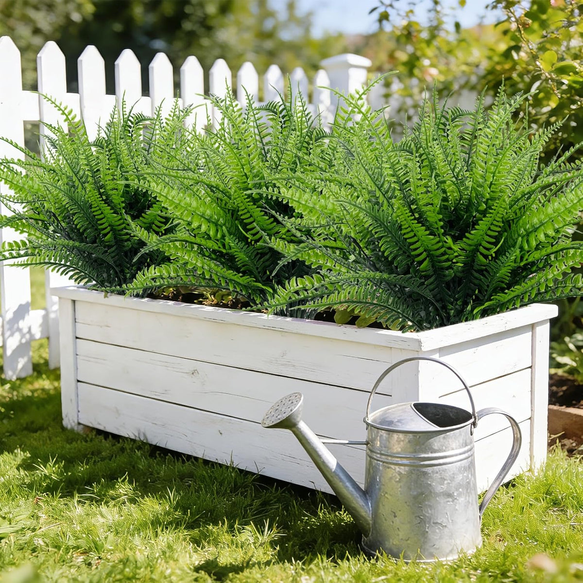 TURNMEON 20 Bundles Artificial Plants Outdoor Faux Boston Fern Spring Decor, Fake Plants UV Resistant Plastic Greenery Shrubs Artificial Fake Flowers for Outside Gardens Patio Yards Home Summer Decor