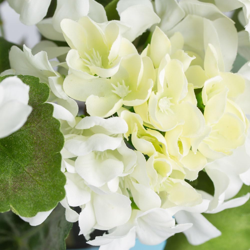 Factory Direct Craft White Silk Artificial Geranium Bush - Weather Resistant Indoor or Outdoor Summer Flower Arrangements, Floral Displays, Window Boxes, Porch Pots - Size: 18" H