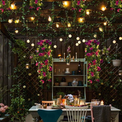 Deluxe Recutms Artificial Hanging Rose Outdoor Decor Set