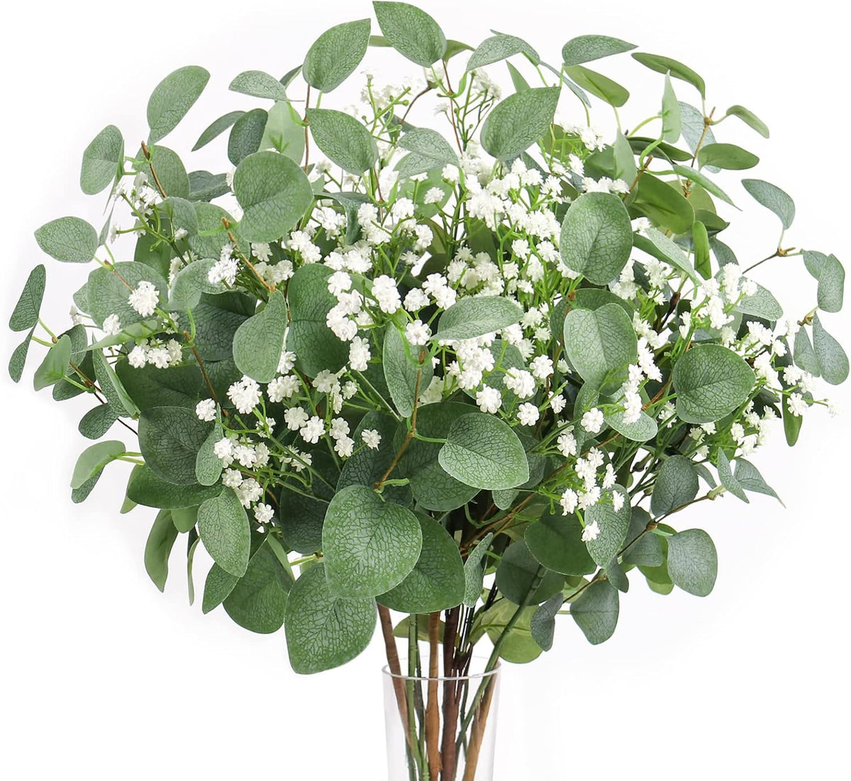 Beferr 5 Pcs Eucalyptus Stems & 6 Pcs Babys Breath Artificial Flowers Faux Greenery Bouquets for Wedding Table Centerpiece Home Decor