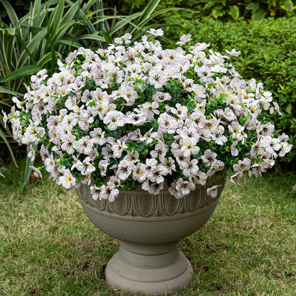 Lnoicy 20 Bundles Artificial Fake Flowers for Outdoor Faux Eucalyptus Flowers for Home Decoration, Fake Plants UV Resistant for Porch/Garden（White）