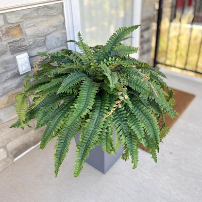 CQURE 128 Branches Fake Ferns Artificial Plants Large, 50" Set of 2 Artificial Boston Ferns Faux Hanging Fake Plants for Outdoors Planter Home Garden Decor