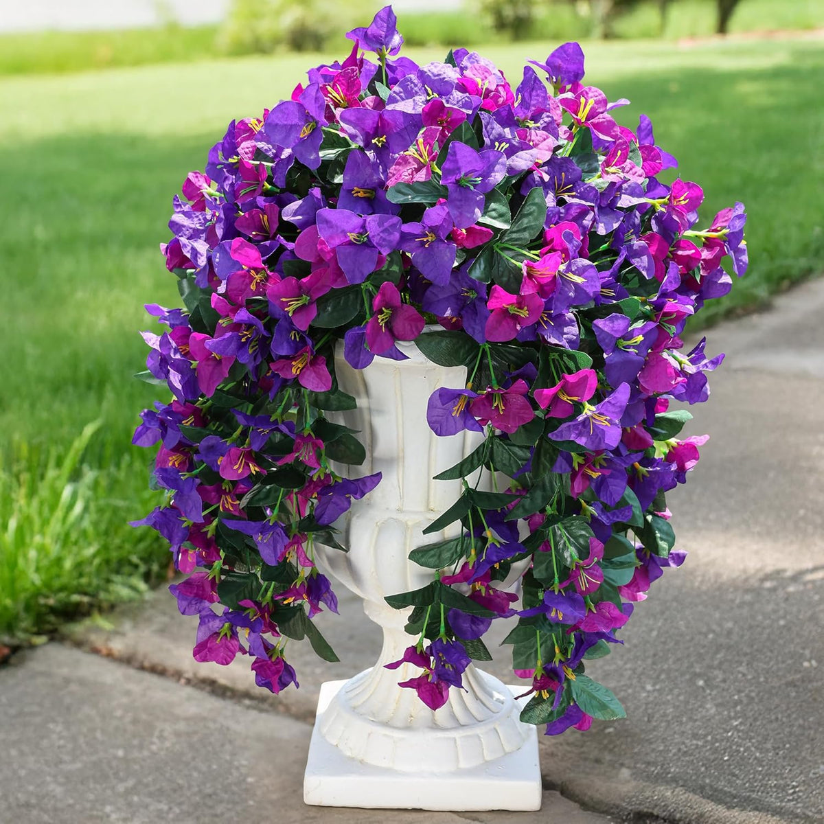 HyeFlora Bougainvillea Artificial Hanging Flowers Plants for Outdoors Decoration, 2 Pcs Fake Flowers Silk Bougainvillea Vines Realistic UV Resistant Faux Flowers for Outdoor Planters Porch Patio, Mix