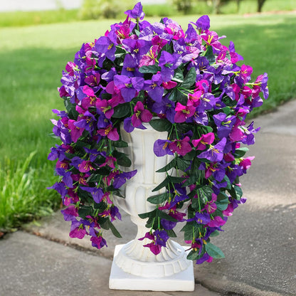 HyeFlora Bougainvillea Artificial Hanging Flowers Plants for Outdoors Decoration, 2 Pcs Fake Flowers Silk Bougainvillea Vines Realistic UV Resistant Faux Flowers for Outdoor Planters Porch Patio, Mix