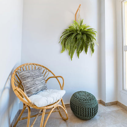 Nearly Natural Giant 36in Wide Artificial Boston Fern Hanging Basket, Faux Greenery For Indoor Home Porch Decor, Green