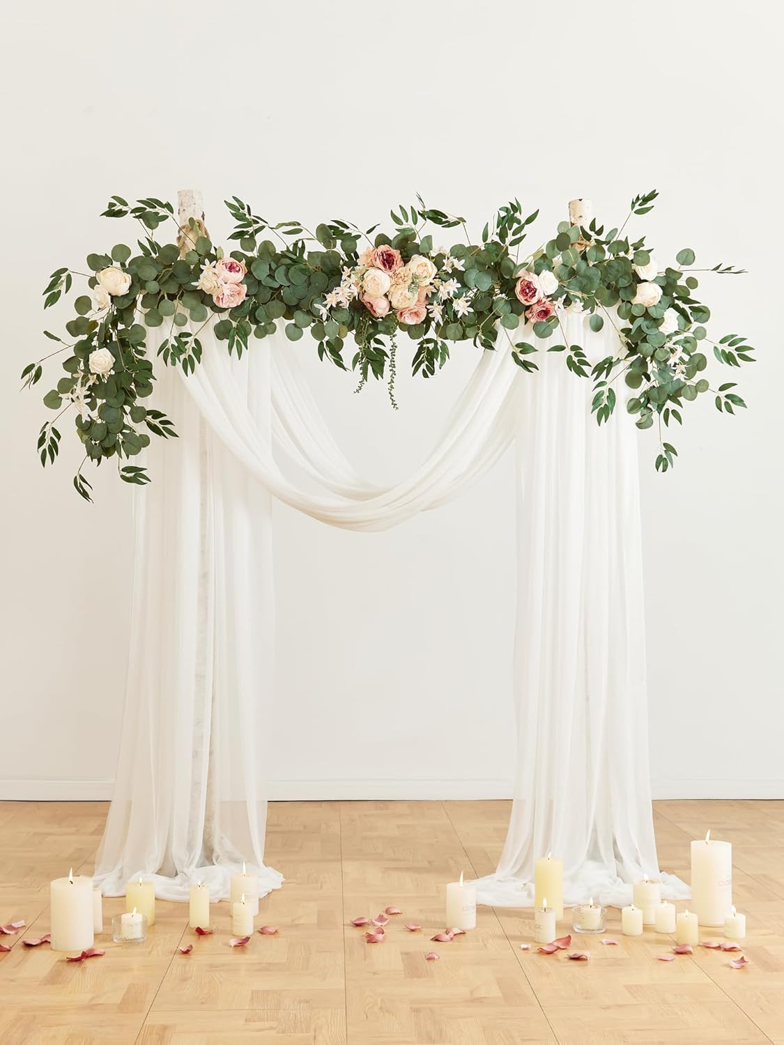 Refined Eight Foot Eucalyptus Peony Home Decor Statement