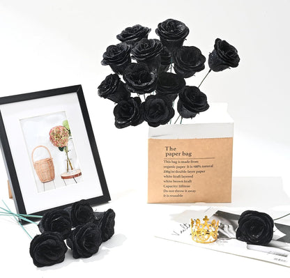 Classic Waipfaru Black Glitter Roses Home Decor Kit