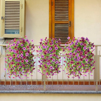 ZFProcess Artificial Hanging Flowers for Outdoors Spring Decoration, 2PCS Silk Fake Daisy Realistic Outdoor Flowers UV Resistant Porch Patio Window Yard Decor(Light Purple Red)