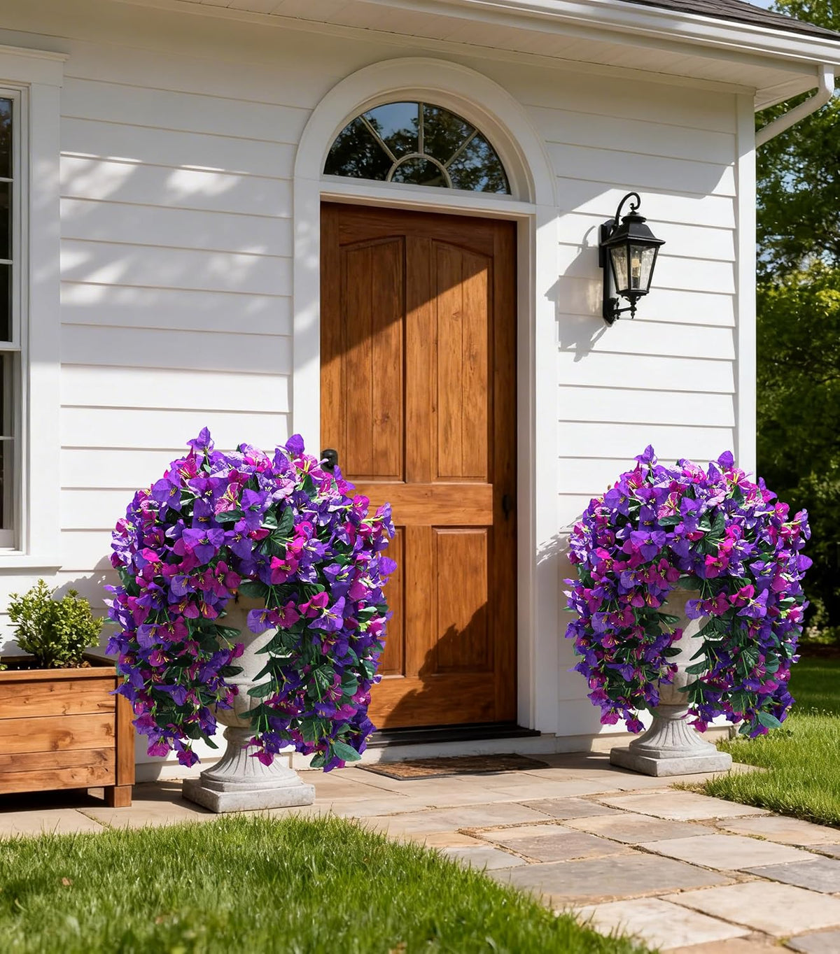 HyeFlora Bougainvillea Artificial Hanging Flowers Plants for Outdoors Decoration, 2 Pcs Fake Flowers Silk Bougainvillea Vines Realistic UV Resistant Faux Flowers for Outdoor Planters Porch Patio, Mix