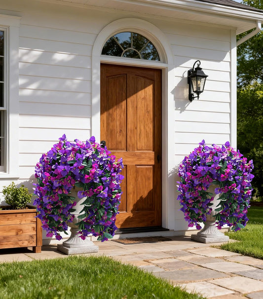 HyeFlora Bougainvillea Artificial Hanging Flowers Plants for Outdoors Decoration, 2 Pcs Fake Flowers Silk Bougainvillea Vines Realistic UV Resistant Faux Flowers for Outdoor Planters Porch Patio, Mix