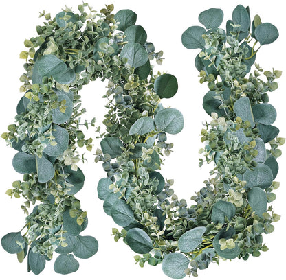 8.3' Long Faux Eucalyptus Greenery Garland - Silver Dollar Eucalyptus for Wedding Arch, Swag, Backdrop, Doorways, Mantel, Table Runner - Indoor/Outdoor
