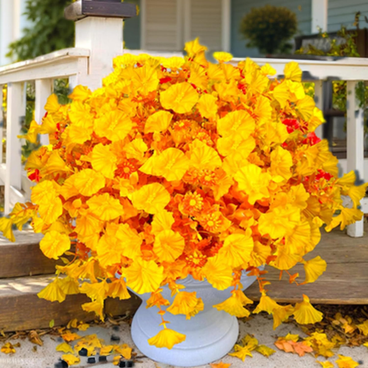 Artificial Flowers for Outdoor, 14 Bundle Fall Realistic Faux Plants UV Resistant Fake Fake Plastic Flowers for Outside Indoor Porch Patio Window Box Planter Home Decor