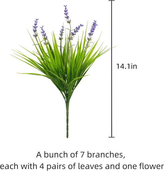 alyptus 12 Bundles Artificial Plants Outdoor Fake Monkey Grass with Flowers for Pot UV Resistant Plant Decor for Window Garden Patio Hanging Planter Pathway Front Porch (Grass with Flowers)