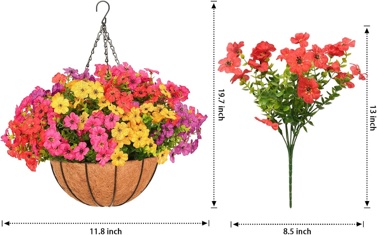 2 Set Artificial Hanging Flowers with Basket for Outdoor Spring Summer Decor - 24 Pcs Realistic UV-Resistant Silk Daisy Hanging Plants for Garden Porch Patio Balcony Decoration
