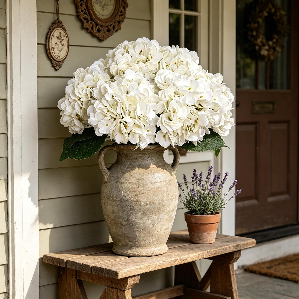 6 Pcs White Hydrangea Artificial Flowers Silk Fake Hydrangeas with Stems for Wedding and Home Decor