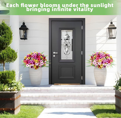 Artificial Flowers For Outdoors, 24 Bundles UV Resistant Fake Outdoor Flowers Faux Artificial Flower Plastic Plants for Outside Garden Porch Window Pot Spring Summer Home Decor (Multi Color-B, 24)