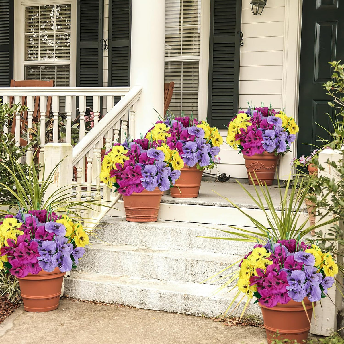 Realistic Bundles Artificial Pansy Resistant Home Decor Kit