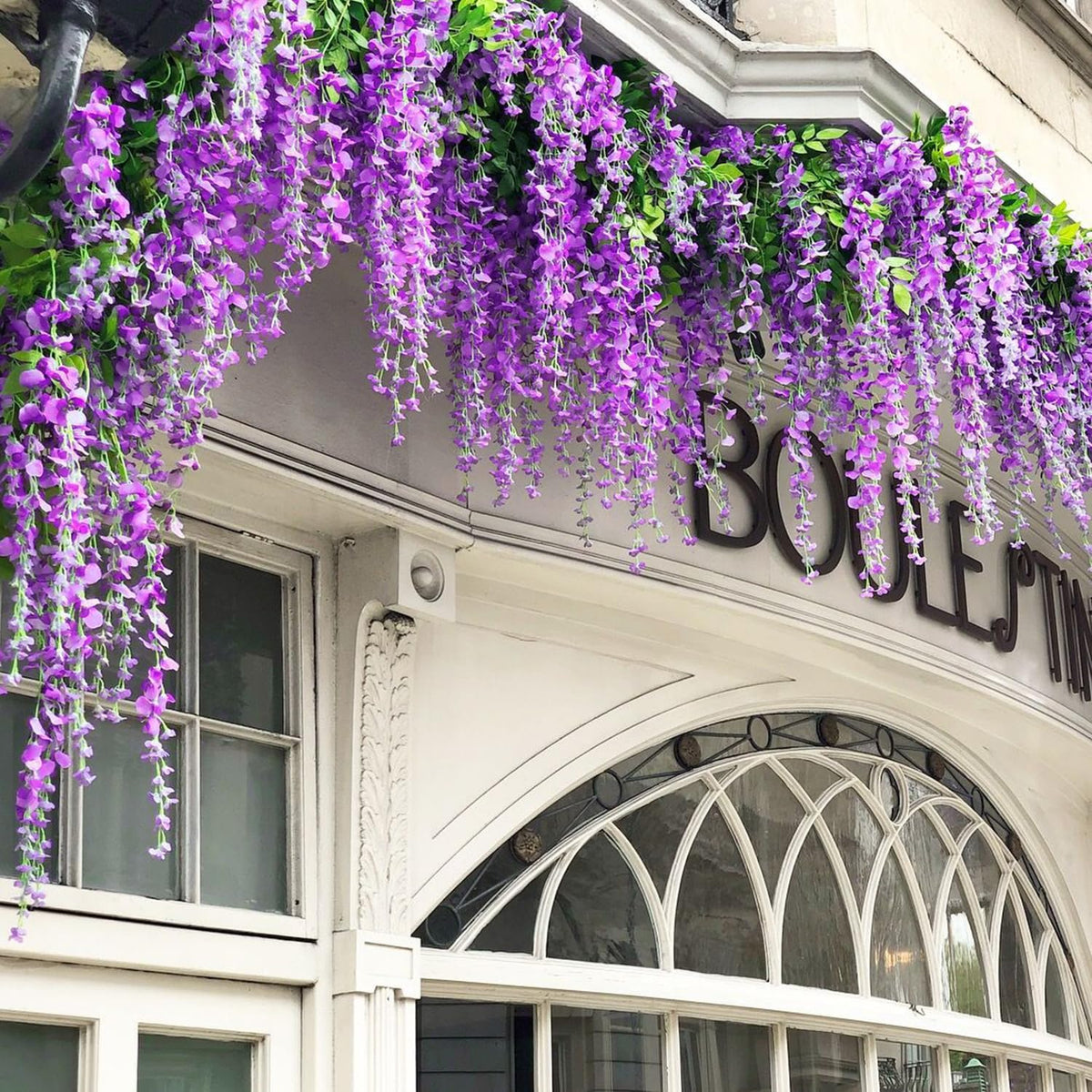 Wisteria Hanging Flowers, Fake Hanging Flowers, Wisteria artificiales Garland for Home Wedding Arch Floral Party Garden Ceremony Outdoor Decor, 3.6 feet Long (12, Purple)