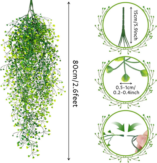 Fake Hanging Plants, 3 Pcs Faux Hanging Plants, Artificial Plants Ferns Ivy Vine for Wall House Indoor Outdoor Room Home Decor