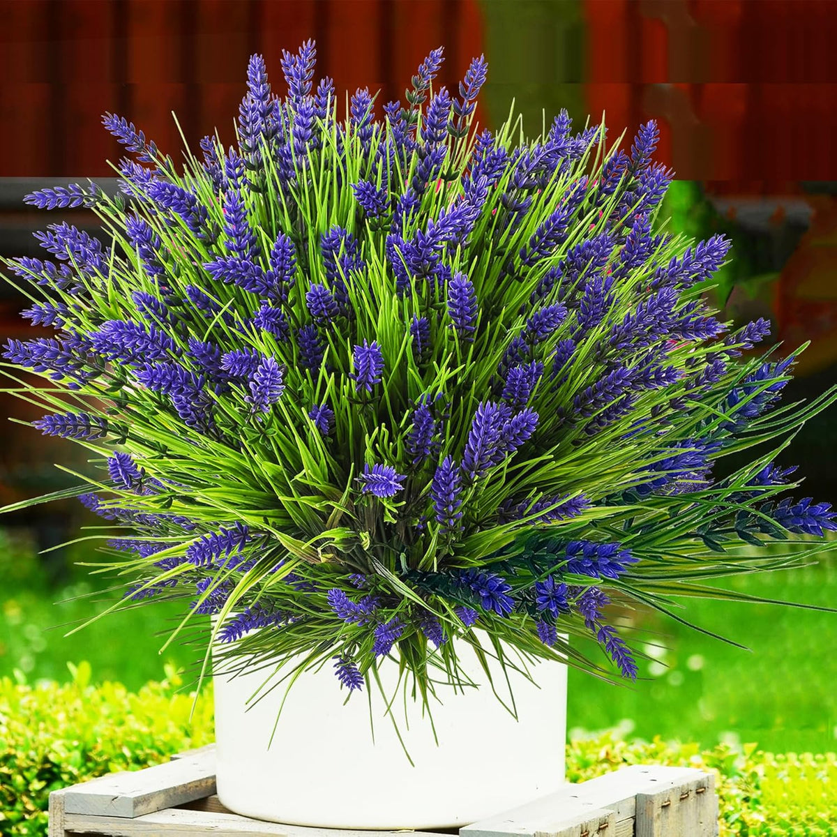 Artificial Plants Outdoor, 20 Pcs Fake Flowers UV Resistant Outdoor Artificial Lavender Flowers, Plastic Faux Plants for Porch Garden Planter Yard Window Box