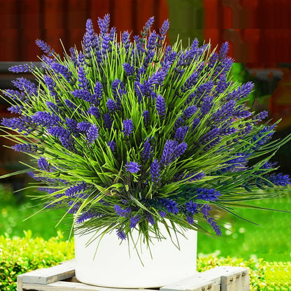 Artificial Plants Outdoor, 20 Pcs Fake Flowers UV Resistant Outdoor Artificial Lavender Flowers, Plastic Faux Plants for Porch Garden Planter Yard Window Box