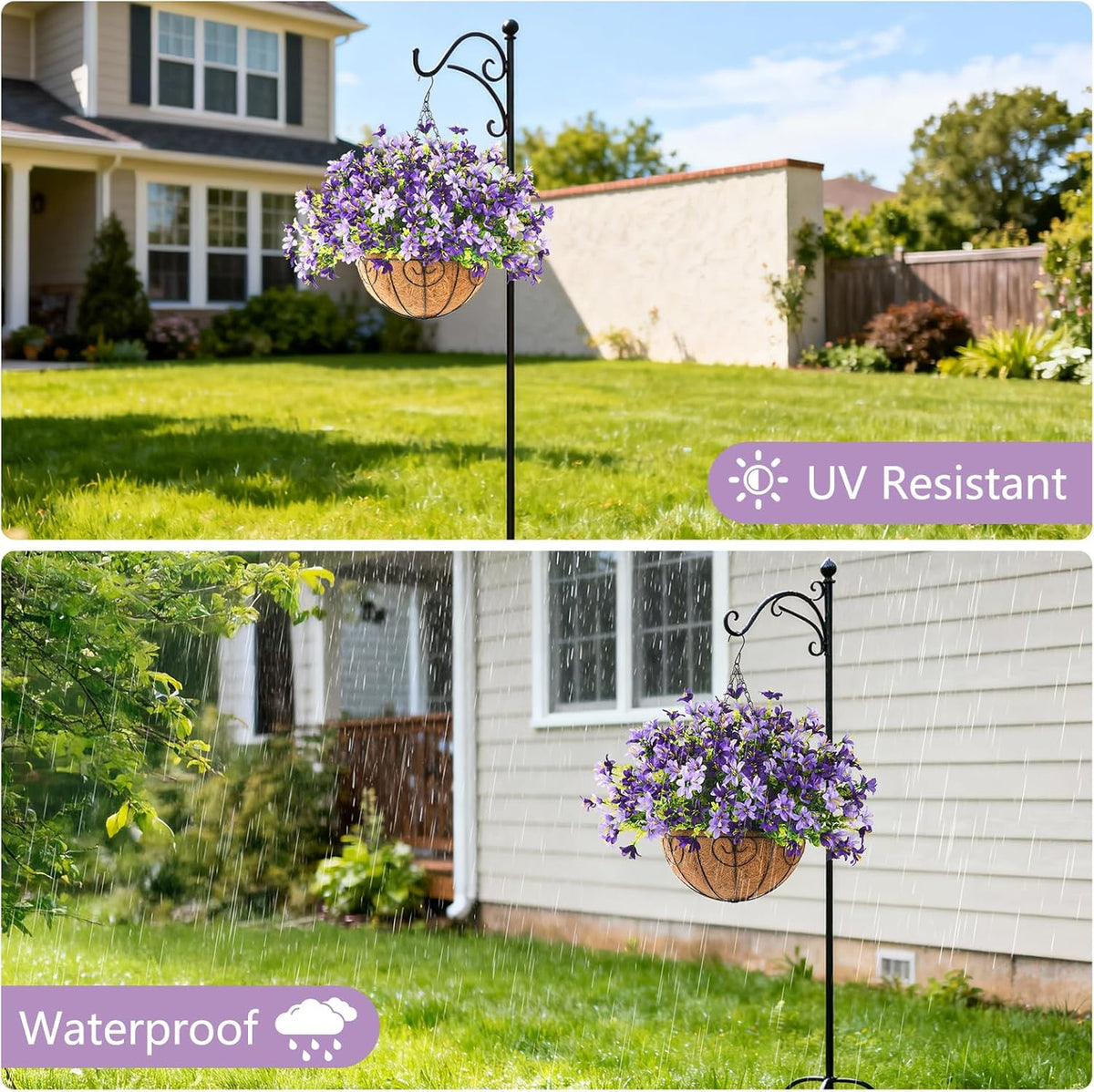 INQCMY Artificial Hanging Flowers for Outdoors, 5 Bundles UV Resistant Artificial Hanging Baskets, All Weather Fake Flowers for Patio, Porch, Yard, Window Box, Home for Spring Summer Decoration.