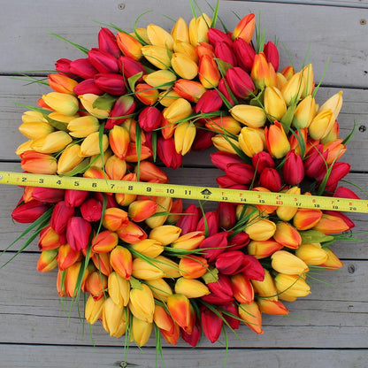 The Wreath Depot Blush Tulip Front Door Wreath 19 Inch, Gorgeous Full Spring Door Wreath Designed in USA, Measures True to Size, White Gift Box Included